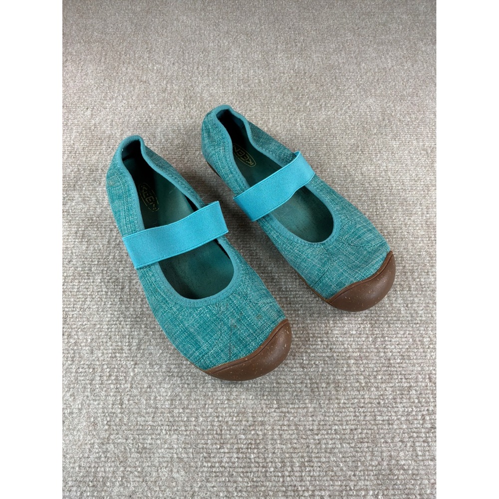 Keen Sienna MJ Teal Blue Canvas Mary Jane Flats Shoes Womens 9 1004654